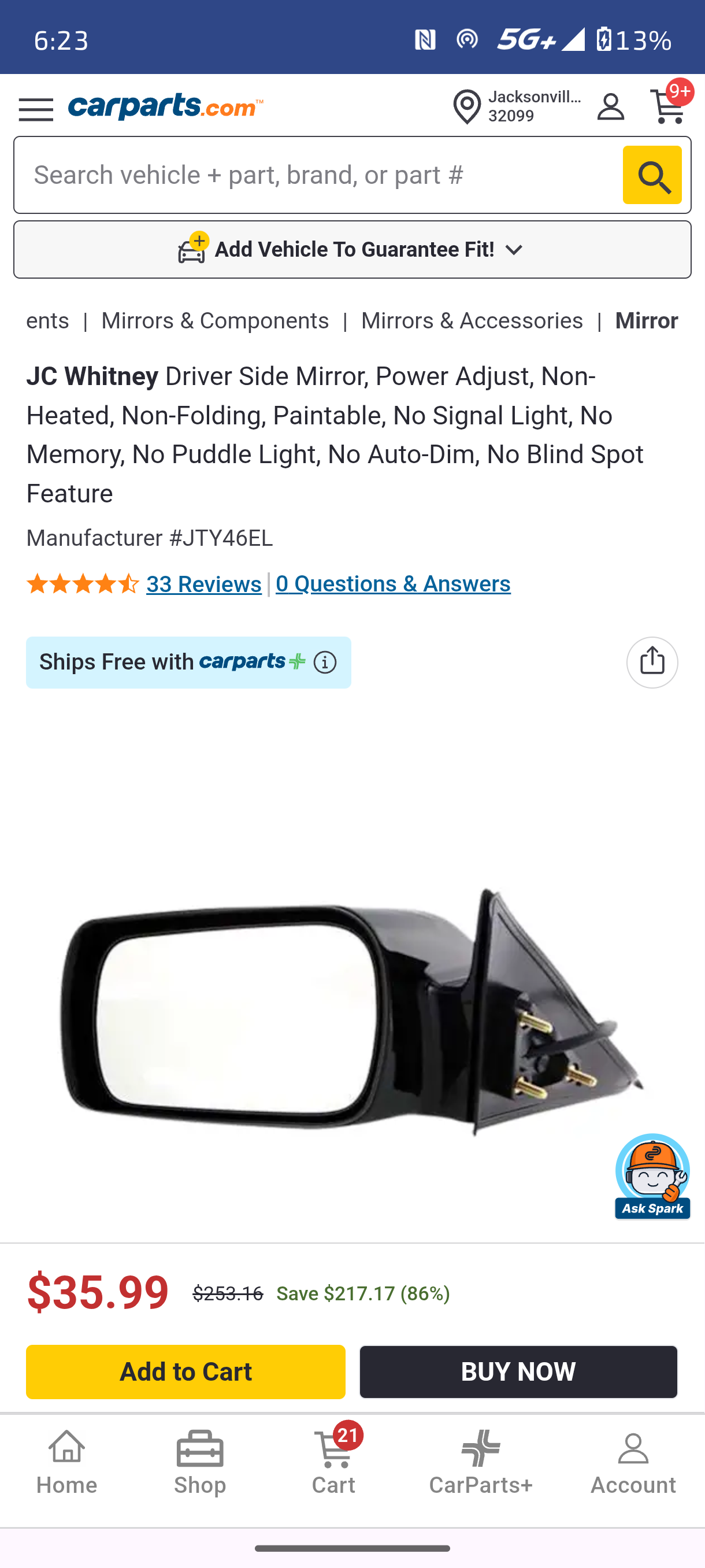 2000–2004 Toyota Avalon Driver Side Power Mirror 🚘🪞