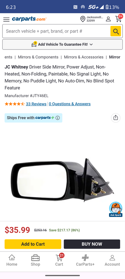 2000–2004 Toyota Avalon Driver Side Power Mirror 🚘🪞