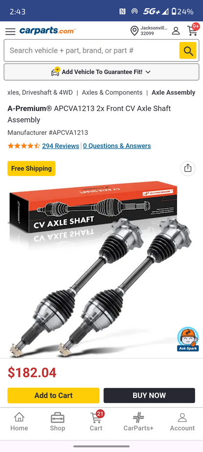 2007–2020 Chevy Silverado & GMC Sierra 1500 / Tahoe / Yukon Pair (2) Front CV Axle Shaft Assembly 🚘⚙️