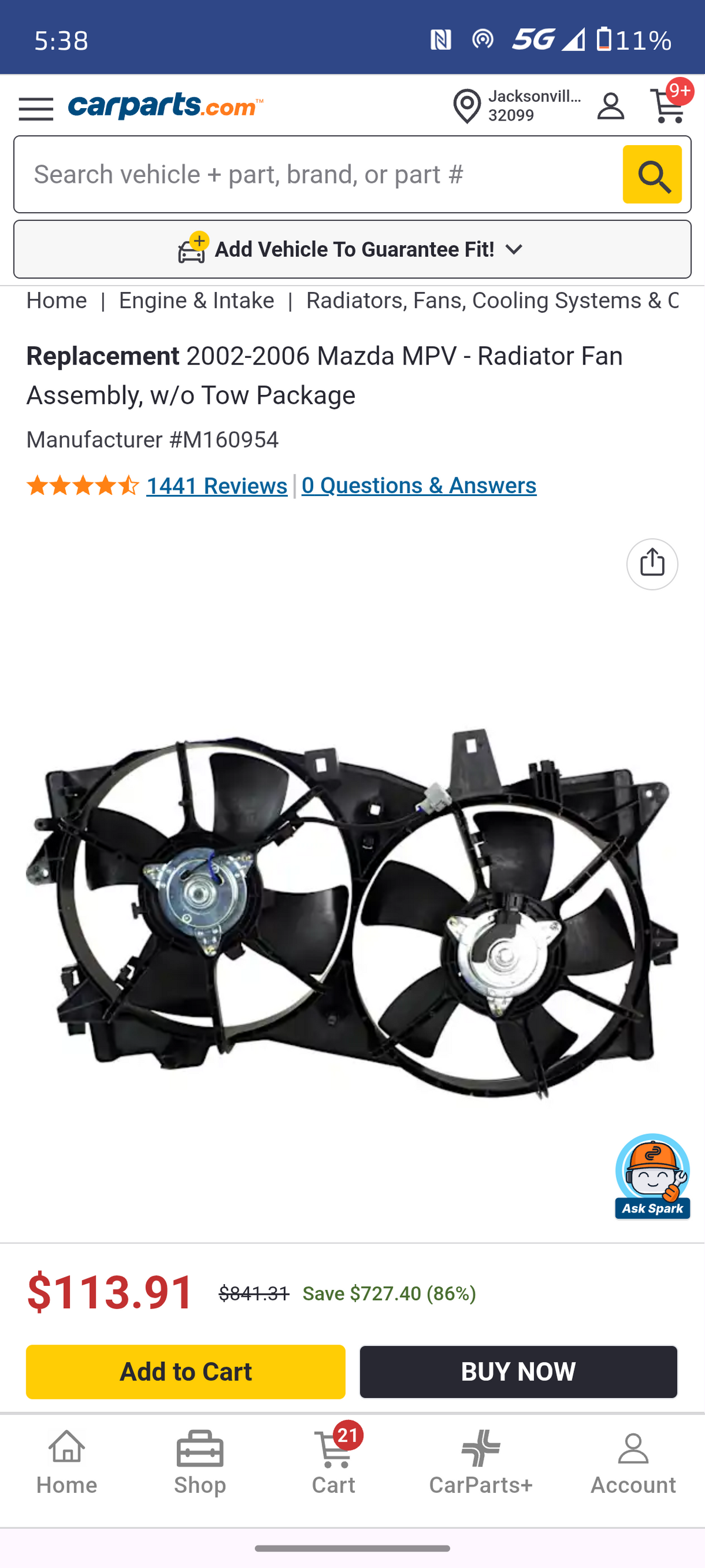2002–2006 Mazda MPV Dual Radiator & Condenser Fan Assembly (w/o Tow Package) 🚘⚙️
