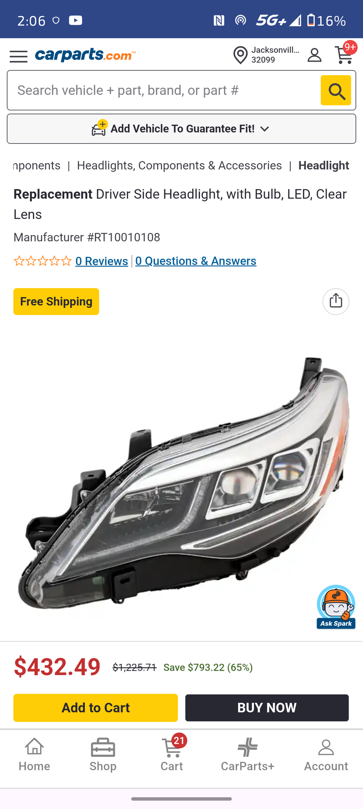 2016–2018 Toyota Avalon Driver Side Full LED Headlight Assembly 🚘💡