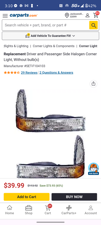 2000–2005 Ford Excursion & 1999–2004 F-250 / F-350 / F-450 / F-550 Super Duty Driver & Passenger Side Corner Light Set 🚘💡