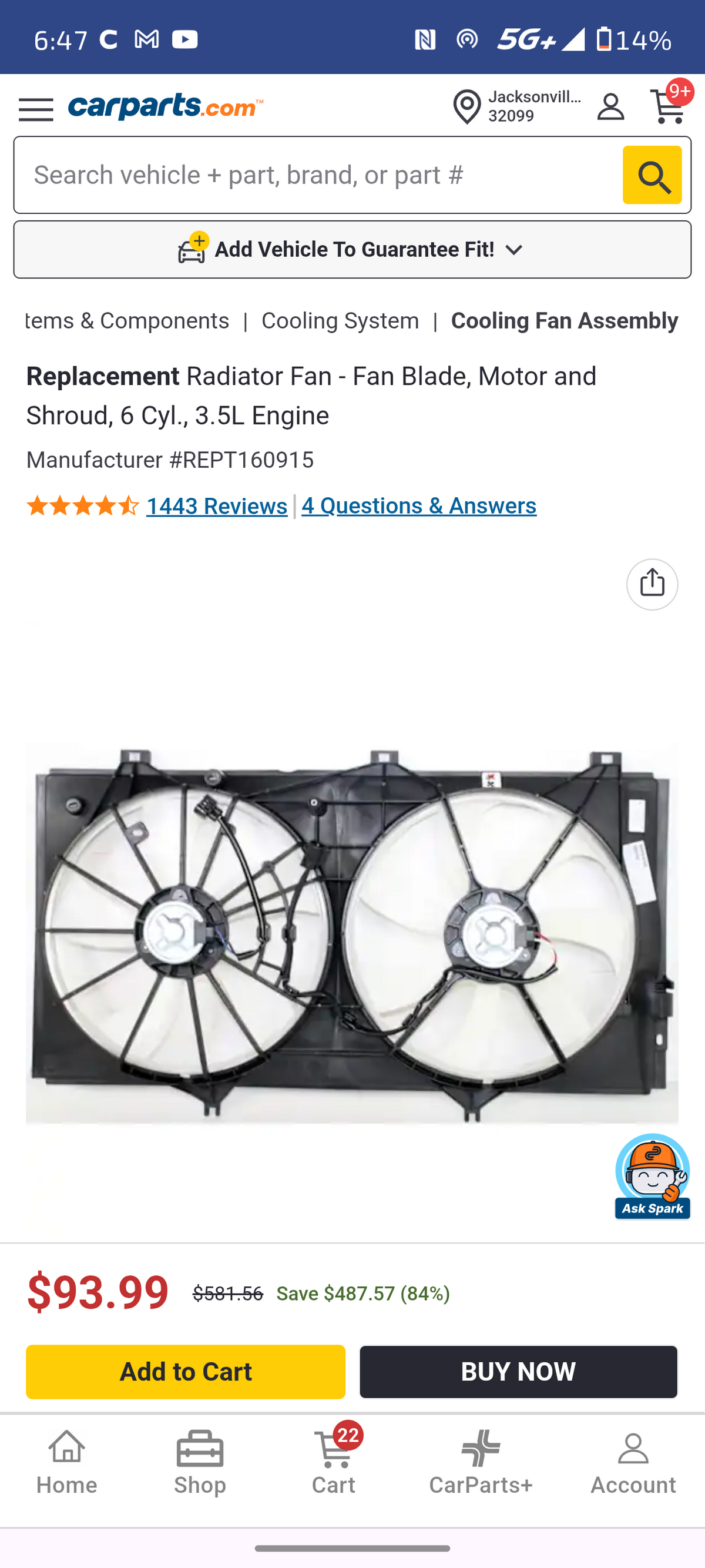 2009–2016 Toyota Venza, Camry, Avalon & Lexus ES350 Dual Radiator Cooling Fan Assembly (3.5L V6) 🚘❄️