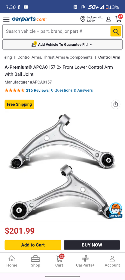 2005–2010 Honda Odyssey Front Lower Control Arm Assembly Set with Ball Joints (Pair) 🚘🔧