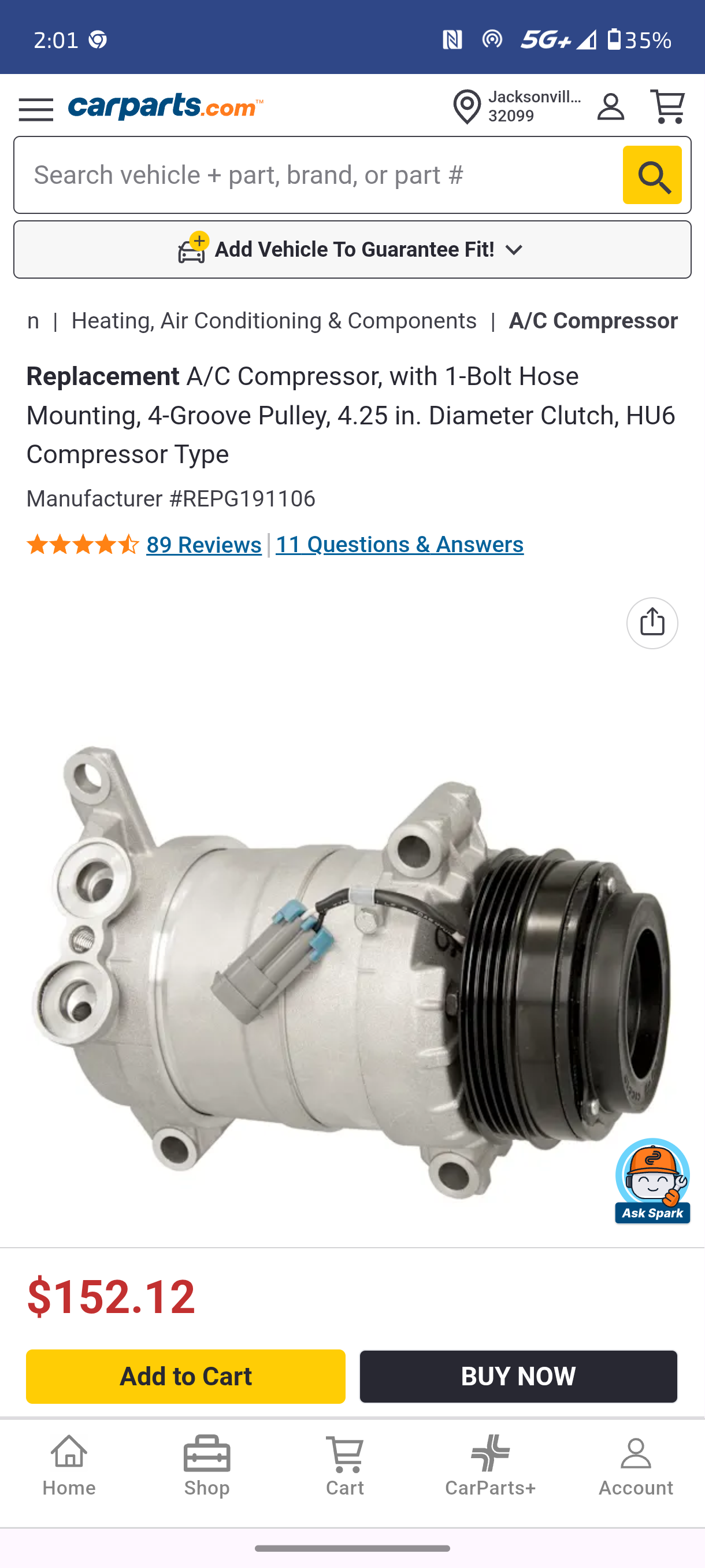 1999–2002 Chevrolet, GMC & Cadillac A/C Compressor Assembly with Clutch (HU6 Type / 4-Groove Pulley) ❄️🚗