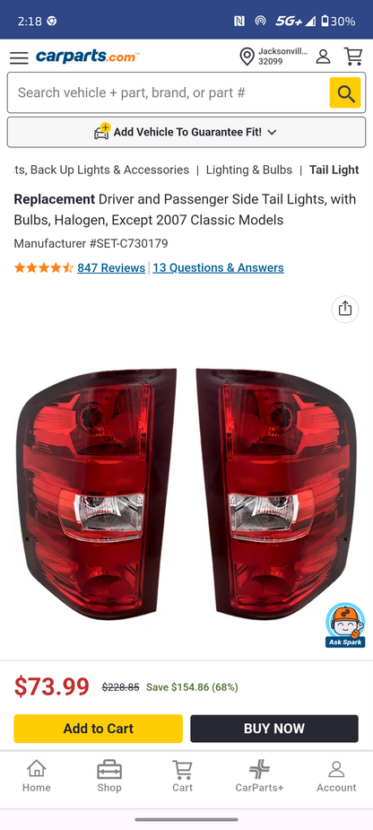 2007–2014 Chevy Silverado 1500 / 2500 HD / 3500 HD Driver & Passenger Side Tail Light Set (Halogen, Bulbs Included) 🚘💡