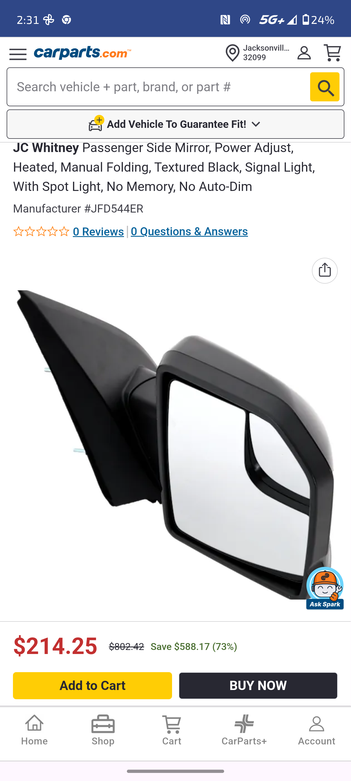 2018 Ford F-150 Passenger Side Power Heated Mirror (Textured Black / Signal Light / Spot Light) 🚘🪞