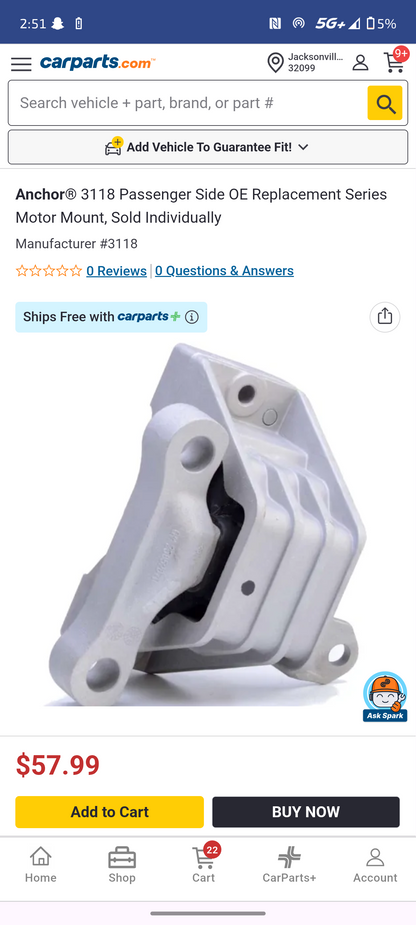 2009–2012 Chevrolet Malibu, Pontiac G6 & Saturn Aura Front Right Passenger Side Engine Mount 🚘⚡