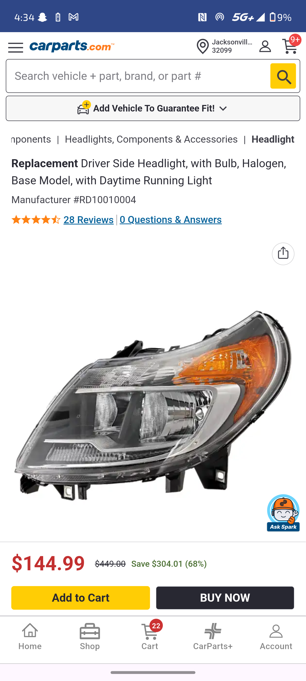 2014–2022 Ram ProMaster Driver Side Halogen Headlight Assembly w/ DRL 🚘🔻🚨