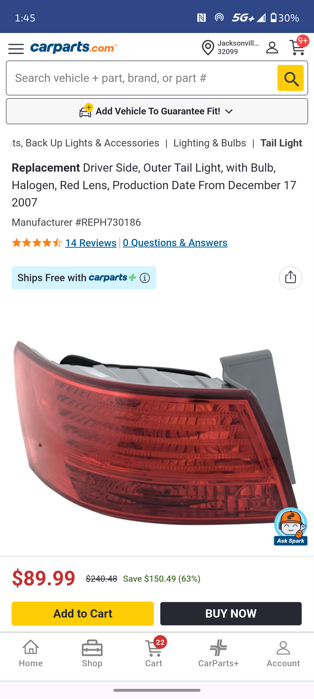 2008–2010 Hyundai Sonata Driver Side Outer Tail Light Assembly (Body/Quarter Panel Mounted) 🚘🚨