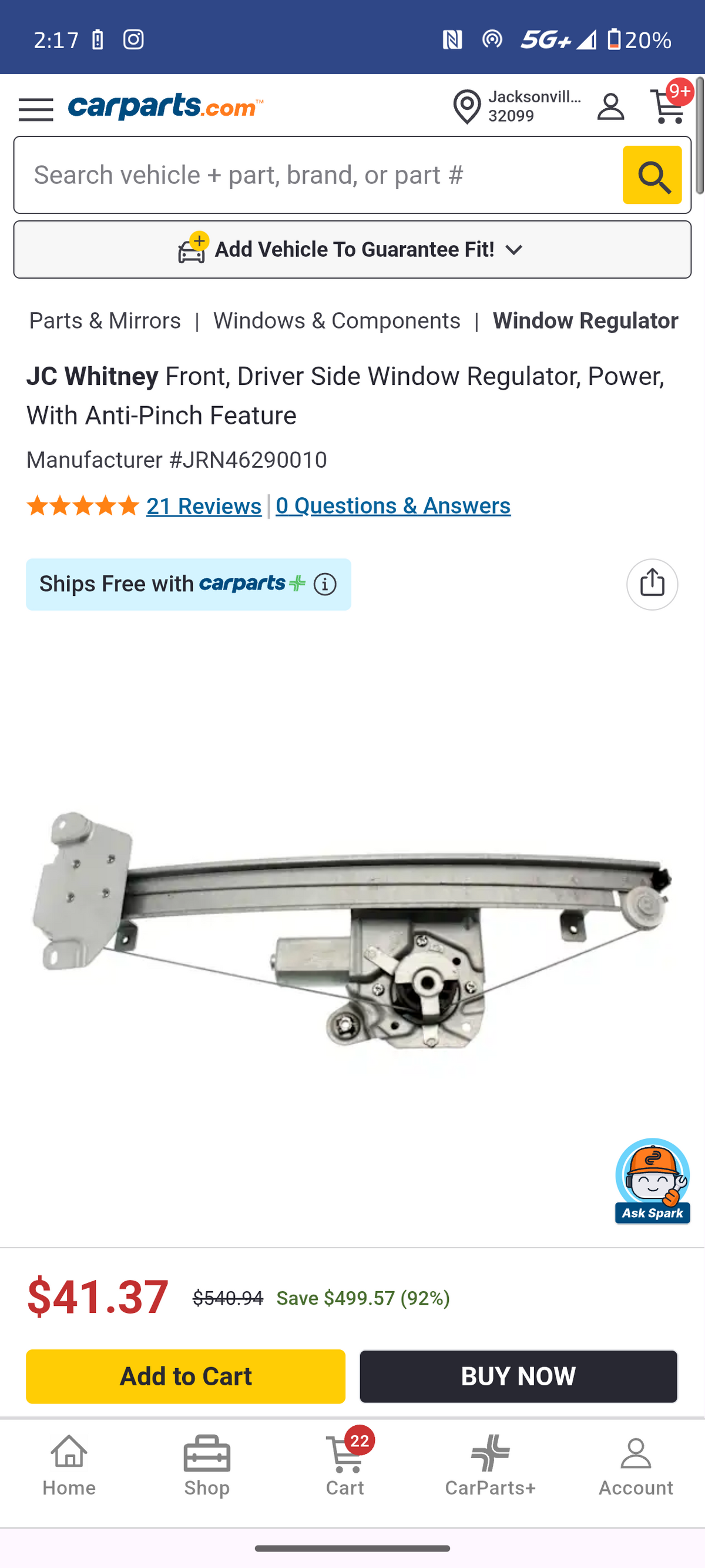 2013–2018 Nissan Altima Front Driver Side Power Window Regulator w/ Motor (Anti-Pinch) 🚘🪟