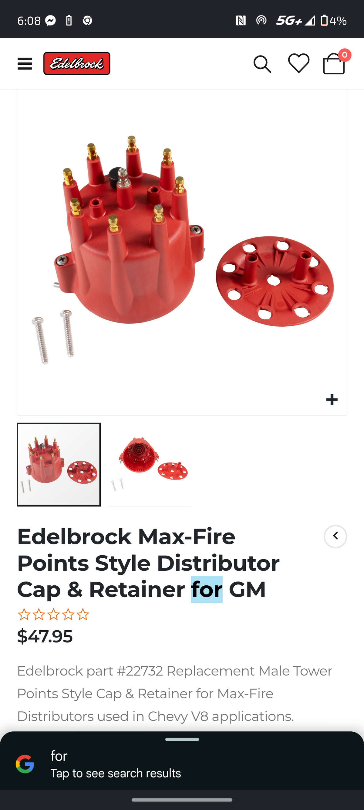 Edelbrock Max-Fire Distributor Cap & Wire Retainer Kit for Chevy V8 (Red) 🚘⚡