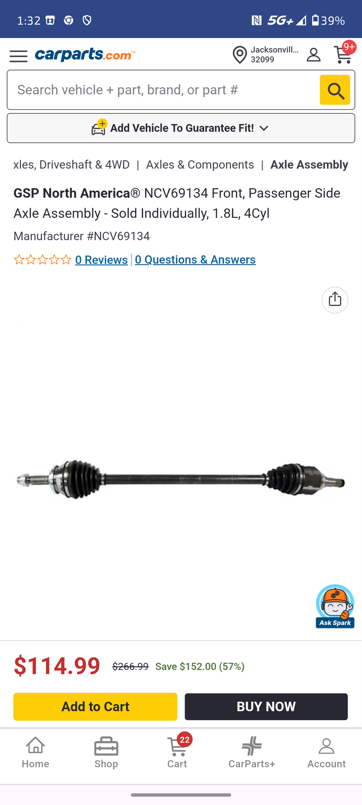 2019–2022 Toyota Corolla 1.8L Front Passenger Side CV Axle Shaft Assembly 🚗⚙️