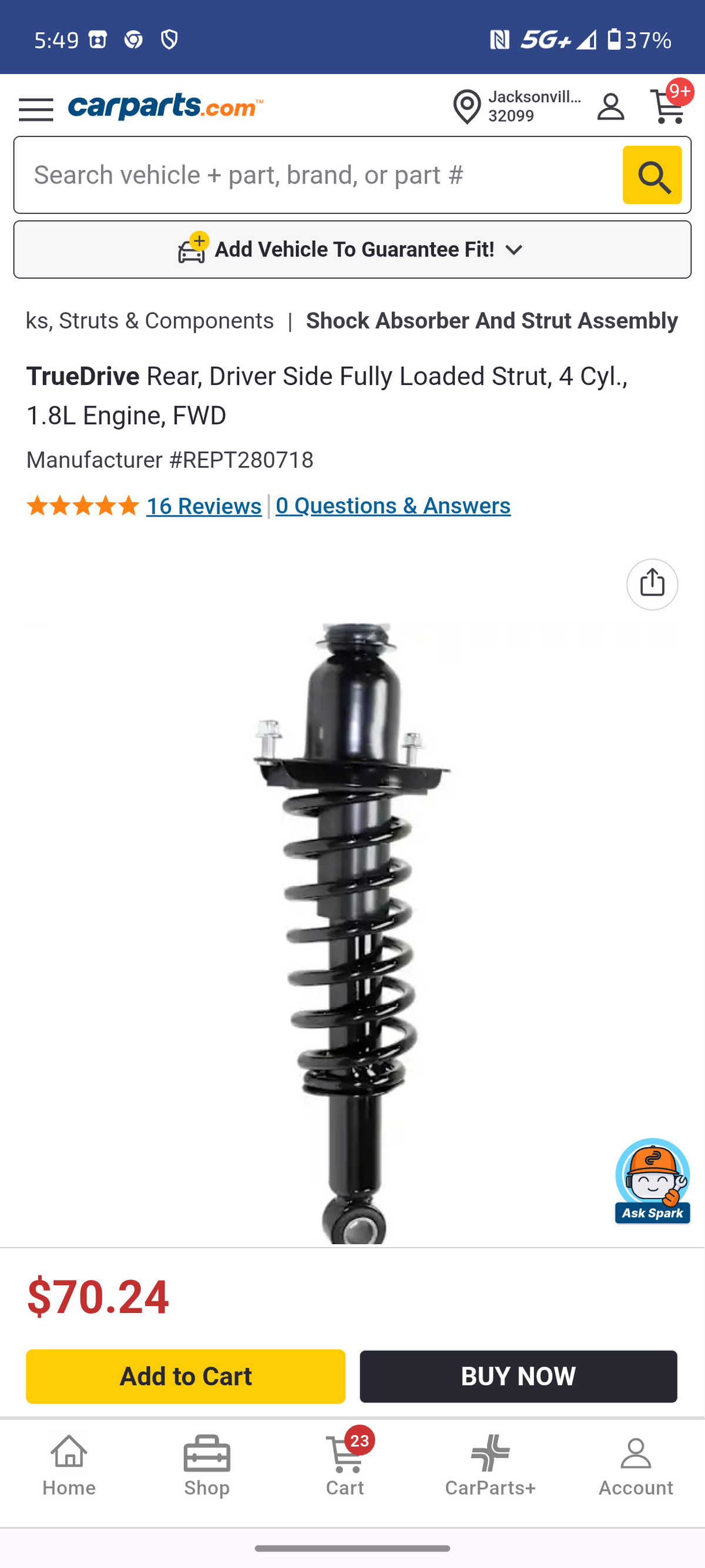 2003–2008 Toyota Corolla / Matrix & Pontiac Vibe Rear Driver Side Fully Loaded Quick-Strut Assembly (1.8L FWD) 🚘🏎️
