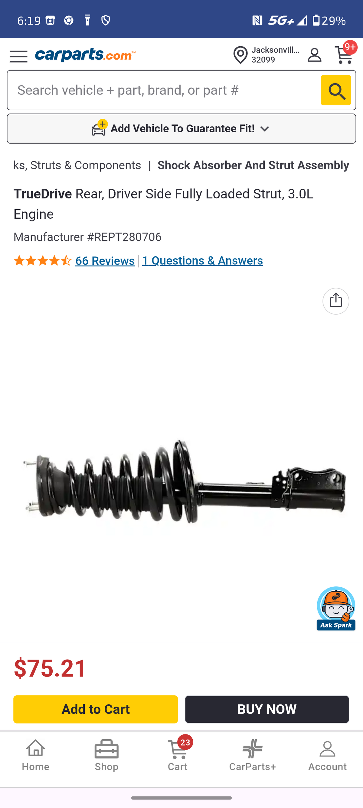 1997–2001 Toyota Camry / 1997–1999 Avalon / 1997–2001 Lexus ES300 Rear Driver Side Fully Loaded Quick-Strut Assembly (3.0L V6) 🚘🏎️