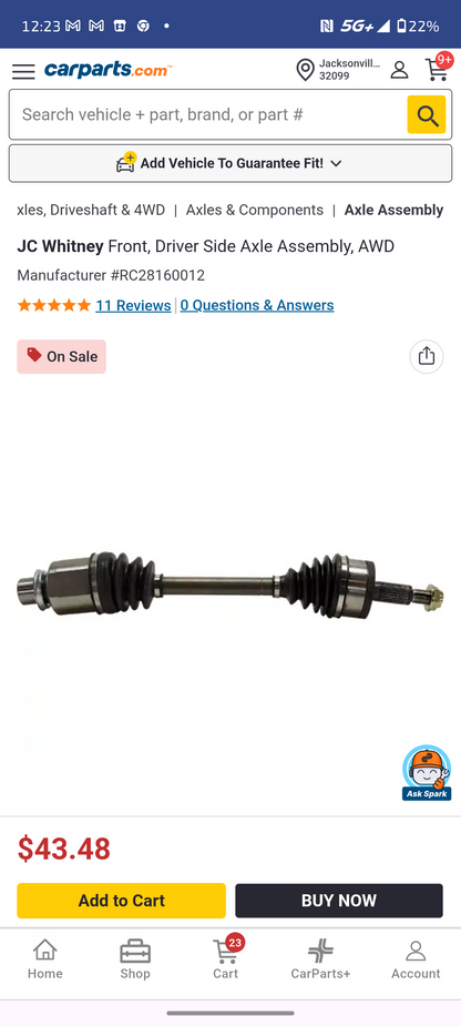 2005–2023 Chrysler 300 / Dodge Charger & Challenger/ Dodge Magnum Front Driver Side CV Axle Shaft Assembly (AWD) 🚘⚙️