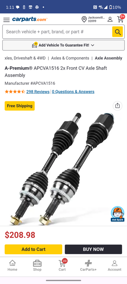 2007–2014 Ford Edge / Lincoln MKX Front Driver & Passenger Side CV Axle Shaft Assemblies (Pair) 🚘⚙️