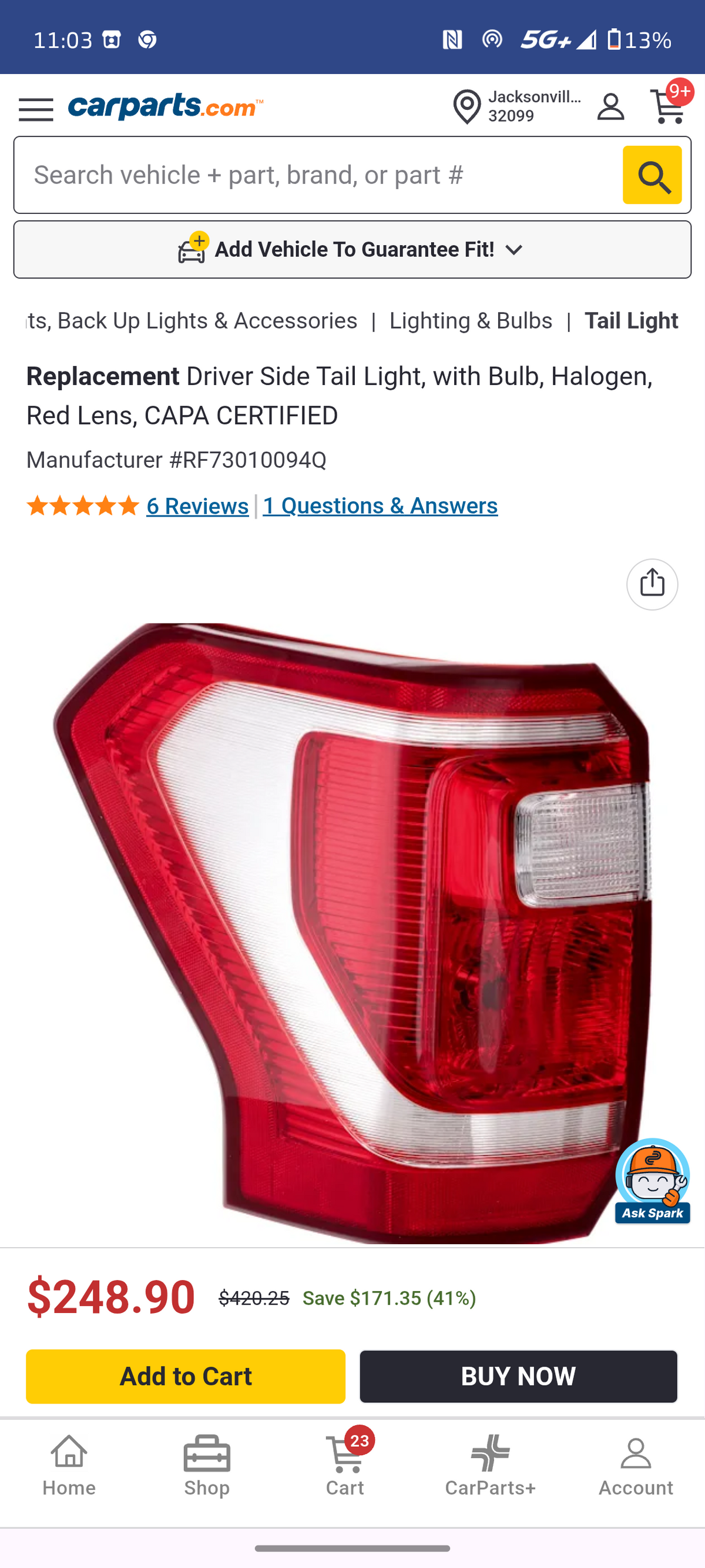 2018–2021 Ford Expedition Driver Side Halogen Tail Light Assembly (CAPA Certified) 🚘⚙️