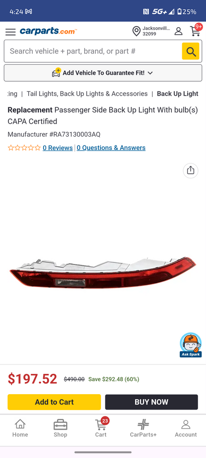2021–2024 Audi Q5 / SQ5 Passenger Side Rear Bumper Mounted Reverse / Back-Up Light Assembly (CAPA Certified) 🚘⚙️