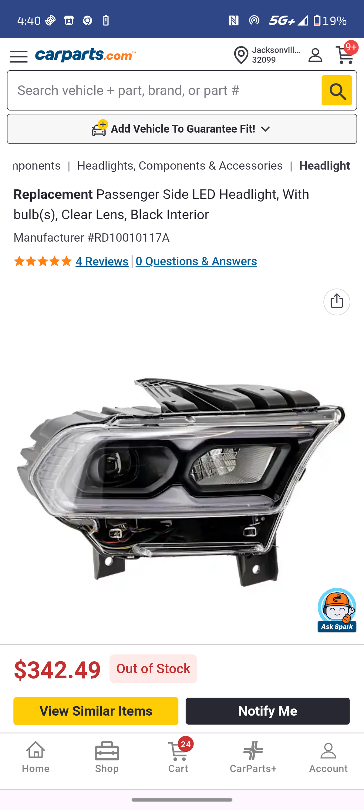 2021–2025 Dodge Durango Passenger Side Full LED Headlight Assembly (Black Interior) 🚘💡