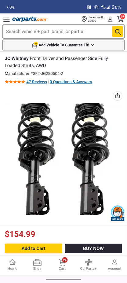 2009–2017 Chevrolet Traverse GMC Acadia Buick Enclave Front Driver &amp; Passenger Side Loaded Strut Assembly Pair (AWD) 🚘⚙️