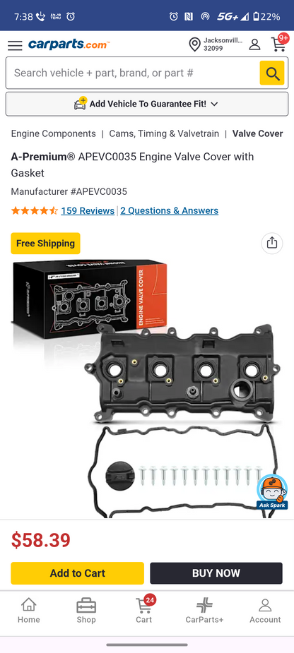 2007–2013 Nissan Engine Valve Cover w/ Gasket Set (2.5L QR25DE) 🚘⚙️