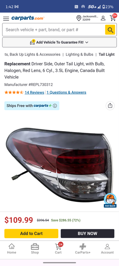 2013–2015 Lexus RX350 / RX450h Driver Side Outer Tail Light Assembly 🔴🚨