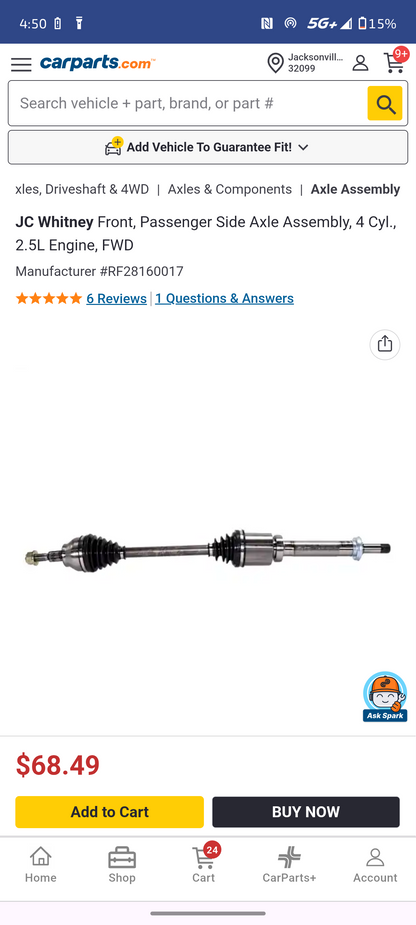 2013–2016 Ford Escape Front Passenger Side CV Axle Assembly ⚙️🚘