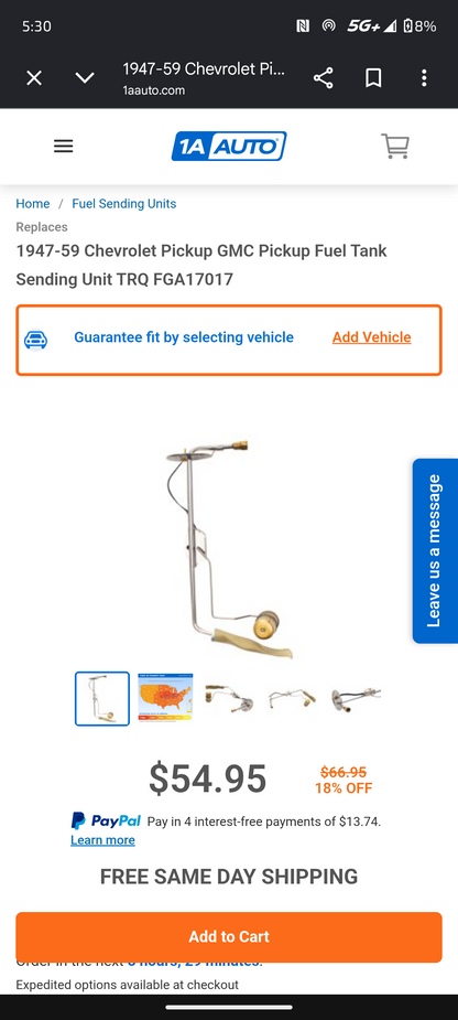 1947–1959 Chevrolet & GMC Pickup Fuel Tank Sending Unit ⛽🚘