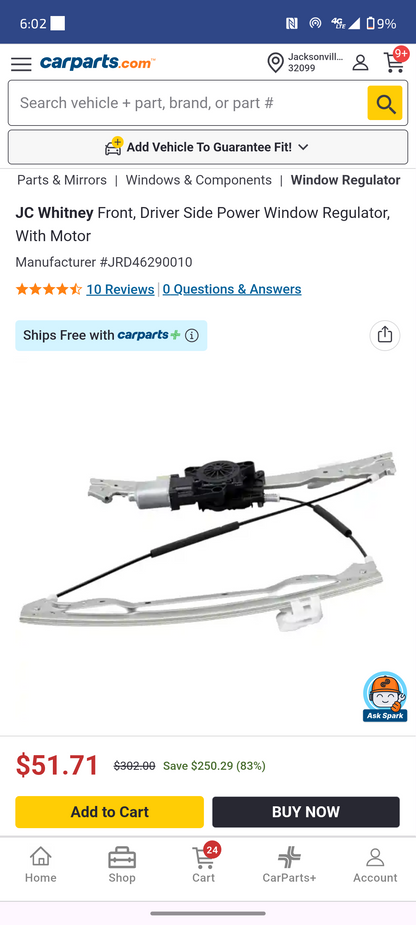 2007–2014 Chrysler 200, Sebring & Dodge Avenger Front Driver Side Power Window Regulator w/ Motor ⚡🚘