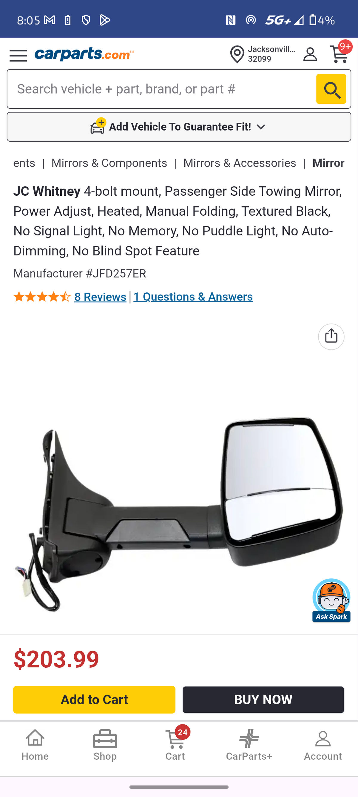1992–2015 Ford E-Series Van Passenger Side Power Heated Towing Mirror 🪞🚘