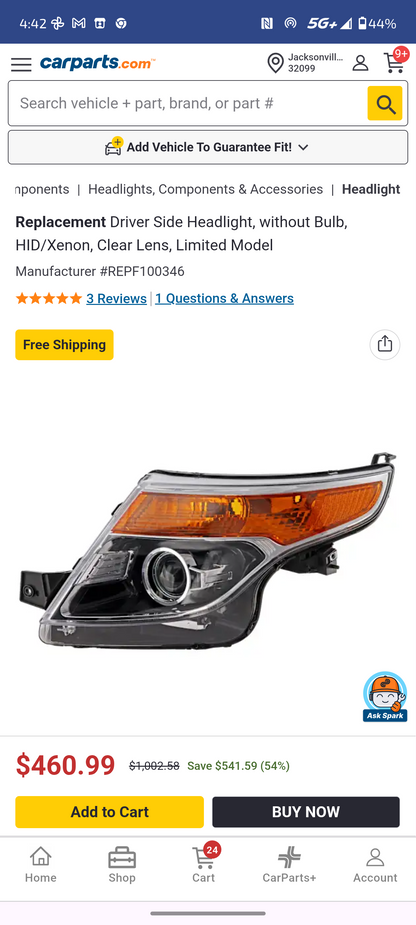 2011–2015 Ford Explorer Driver Side HID/Xenon Headlight Assembly 💡🚘