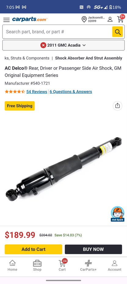 2016–2020 Chevy Tahoe, Suburban, GMC Yukon & Cadillac Escalade Rear ACDelco Air Shock Absorbers (Pair) 🚐⚙️