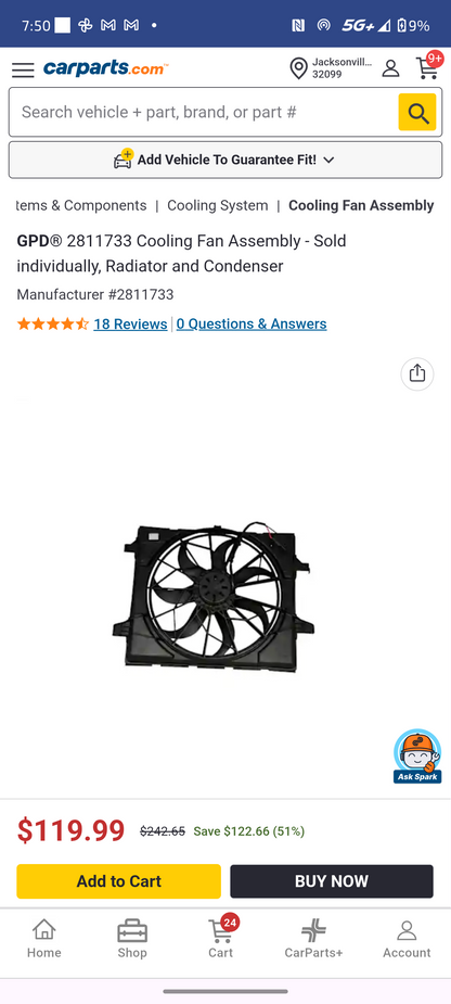 2011–2023 Jeep Grand Cherokee & Dodge Durango GPD Radiator & Condenser Cooling Fan Assembly 🚘⚡