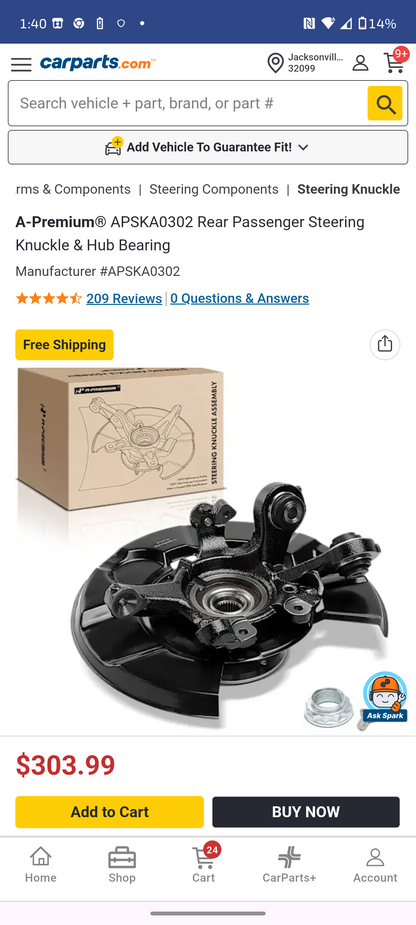 2006–2013 BMW 3 Series Rear Passenger Side Steering Knuckle & Hub Bearing Assembly ⚙️🚘