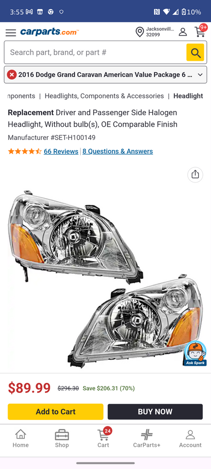 2003–2005 Honda Pilot Driver and Passenger Side Halogen Headlight Assembly Pair 🚘💡