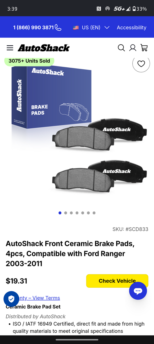 2001–2011 Ford / Mazda / Mercury Front Ceramic Brake Pad Set 🚘🛑