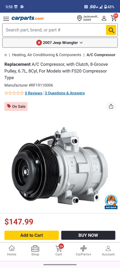 2011–2016 Ford F-250 / F-350 / F-450 / F-550 / F-650 / F-750 Super Duty 6.7L PowerStroke Diesel A/C Compressor w/ Clutch ❄️🚘