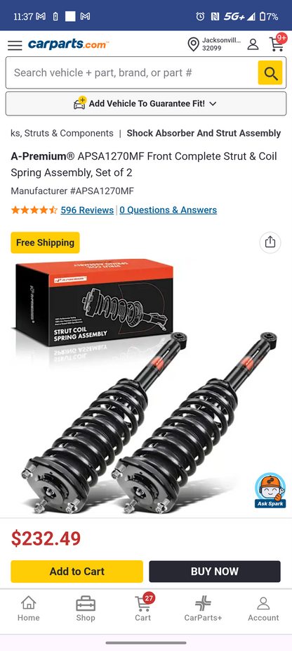 2001–2006 Lexus LS430 Front Complete Strut & Coil Spring Assemblies (Pair Set) ⚡🚘