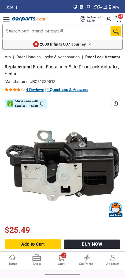 2005–2010 Chevrolet Cobalt & 2007–2010 Pontiac G5 Front Passenger Side Power Door Lock Actuator Assembly ⚡🚘