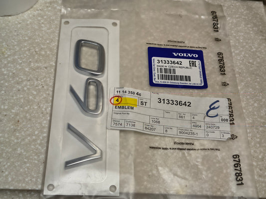 2015–2025 Genuine Volvo V60 Rear Hatch Model Name Badge Emblem (Fits V60, V60 Cross Country) ⚡🚘