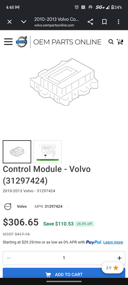 2010–2013 Genuine Volvo Active HID Bi-Xenon Headlight Control Module Ballast (Fits C30, C70) ⚡🚘