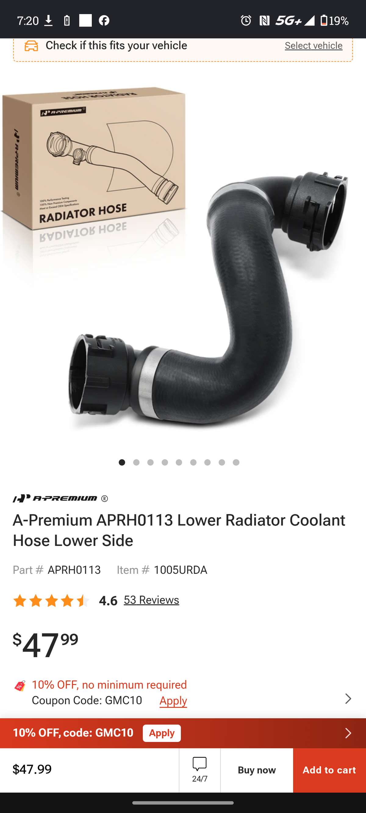 2008–2013 BMW 1 Series 3 Series Z4 Lower Engine Radiator Coolant Hose (A-Premium APRH0113) ⚡🚘